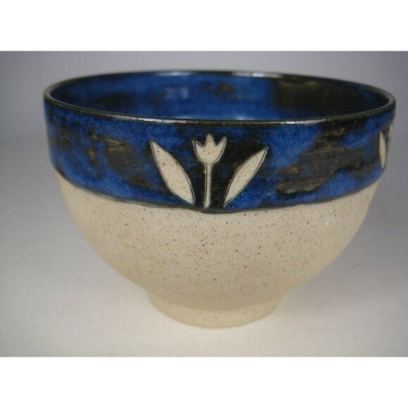 Handmade Ceramic Bowl 4 inch Floral Design Unique Pottery Art Decor Artisan - Picture 8 of 13